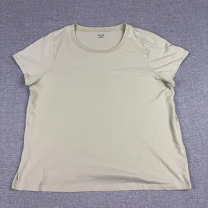 Madewell T-Shirt Womens XL Beige Crew Neck Short Sleeve Tagless Jersey Basic Top thumbnail 1