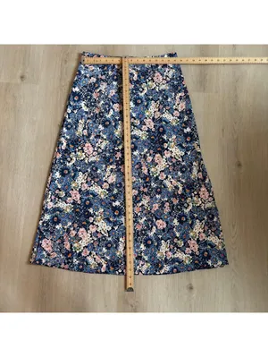 LOFT NWOT Women's Blue A-Line Floral Midi Skirt Size M thumbnail 2