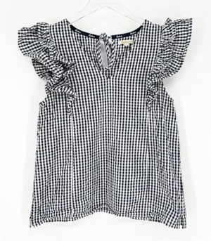 Barbour Thistle Ruffle Sleeve Gingham Top Women's Size‎ 4 Coastal Chic thumbnail 1