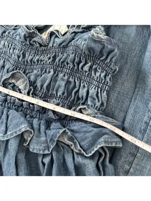 UO Kimchi Blue Cotton Kenzie Empire Waist Bow Denim Midi Dress NWT XS thumbnail 6