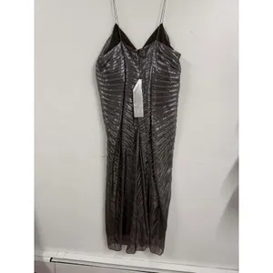 Mac Duggal Stunning Pleated Metallic V-neck Maxi Dress Size S-M $398 thumbnail 5