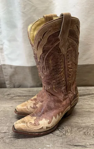 Corral Women’s Brown Distressed‎ Eagle Overlay Western Cowgirl Boot Size US 7 thumbnail 1
