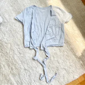 Hollister Light Blue Wrap Short Sleeve Crop Top thumbnail 2