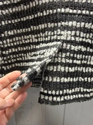 Alice + Olivia Luci Black Gray White Silver Metallic Tweed Jacket Blazer Large thumbnail 6