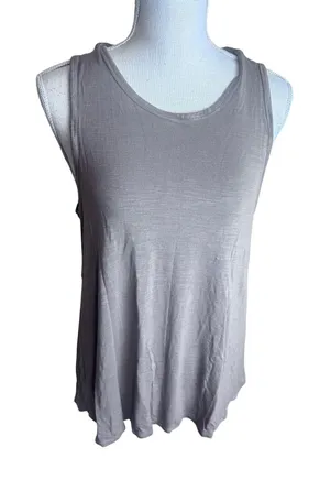 Old Navy Luxe High‎ Neck Tank Top Sediment Taupe Slub Knit Sleeveless Medium thumbnail 1