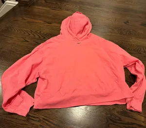 Nike neon pink cropped hooded sweatshirt small thumbnail 1