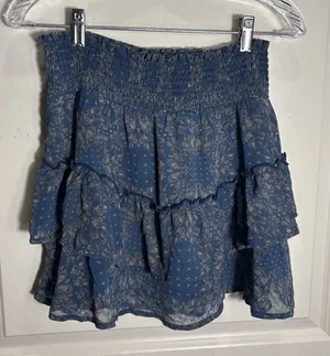 Altar'd State Lined Tiered Ruffled Short Skirt Size Medium‎ Navy Boho Festival thumbnail 1