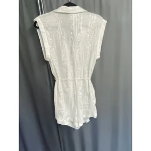 Isabella Rose Romper Swim Cover Up Women's Small White Metallic Collared B74 thumbnail 7