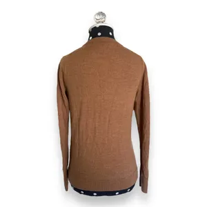 J. Crew Womens Sweater Sz S Merino Wool Asymmetrical Zip Moto‎ Brown Tan Zippers thumbnail 5