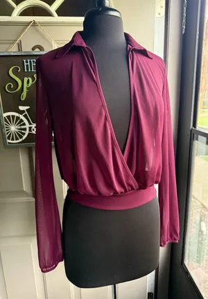 Vintage NWOT 90s Express sheer open long sleeve collared blouse, size large thumbnail 2