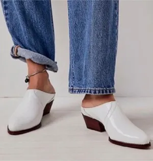 Free People New Frontier Western Mules In White Patent Leather EU 36.5/US Size 6 thumbnail 1