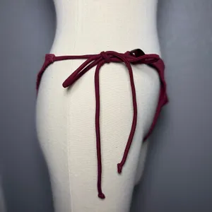 Princess Polly Glora Tie Side Textured Bikini Bottom, Red, US 12 thumbnail 3