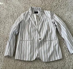 Abercrombie And Fitch Linen Striped Blazer Size Xs thumbnail 1