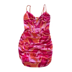 SUPERDOWN NWT‎ Dayana Corset Mini Dress Medium Red Multi Mesh Ruched thumbnail 3