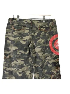 Vintage True Rebel Y2k Low Rise Embellished Cargo Shorts Size Large thumbnail 6