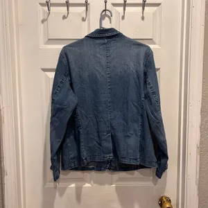 St. Johns Bay Womens 1X Blue Denim Blazer Jacket Stretch Cotton Medium Wash thumbnail 7