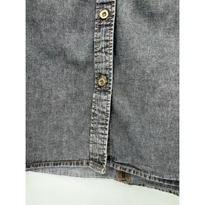 Timing Chambray Cotton Shirt Dress M Pockets Dark Grey Roll Tab Sleeve Summer thumbnail 7
