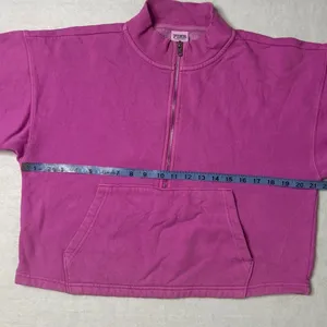 PINK Victoria's Secret Pink Crop 1/4 Zip Sweatshirt Pullover Fleece Small thumbnail 6