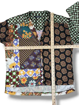 Urban‎ Outfitters Retro Multi Print Patchwork Satin Oversized Shirt Small thumbnail 11