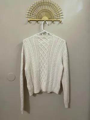 J. Crew Ivory Cable Knit Crewneck Sweater thumbnail 2