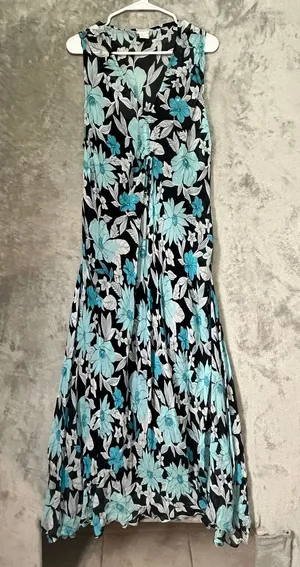 Vintage Y2K Fairycore Floral Sequin Maxi Dress Whimsical Blue Black Cottagecore thumbnail 1