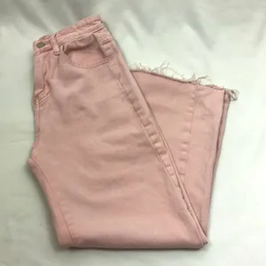 Baby pink flare leg raw edge denim pants woman’s size xtra small thumbnail 1