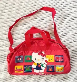 Hello Kitty Sanrio Red 1996 Nylon Vintage Square Tile Dome Weekender Duffel Bag thumbnail 1