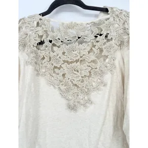 Anthropologie Meadow Rue Cream‎ Bria Embroidered Lace Back Pullover Top Small thumbnail 5