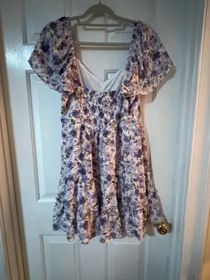 Francesca’s Purple and White Dress thumbnail 2