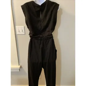 Pact Large 100% Organic Cotton Black Relaxed Slub Muscle Tee Jumpsuit Pockets thumbnail 5