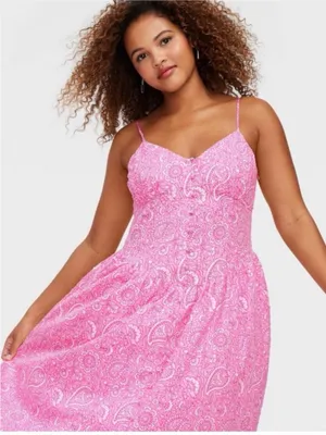 Roller Rabbit x Target Paisley Floral Drop Waist A Line Dress in Pink XL NEW thumbnail 3
