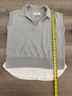 Brochu Walker Jaia Polo Looker Top Small Gray Linen Cotton Layered thumbnail 6