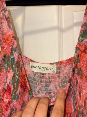 Smocked Tank Top in Pink-Orange Multi thumbnail 2