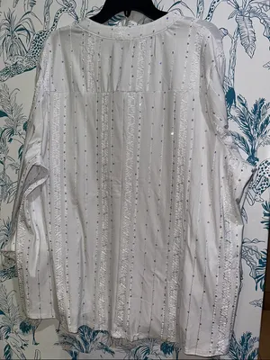 Ava & Grace White Sequined Henley Peasant Tunic thumbnail 4
