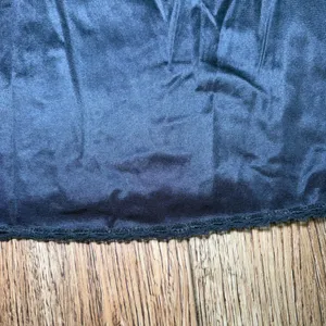 Vintage Half Slip Skirt Womens L Black Nylon Lace Trim Made USA 90s Slit gothic thumbnail 7