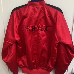 VINTAGE 80s New Balance Satin Bomber Varsity Jacket Sz M Custom Shyla Embroidery thumbnail 7