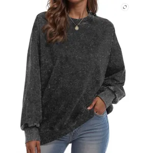 NWT ~ Distressed Black Oversized Sweatshirt Side Splits & Long Sleeve ~ LARGE thumbnail 3