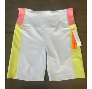 NWT Aqua Athletic Womens Biker Shorts Sz Medium White Multicolor Activewear thumbnail 1