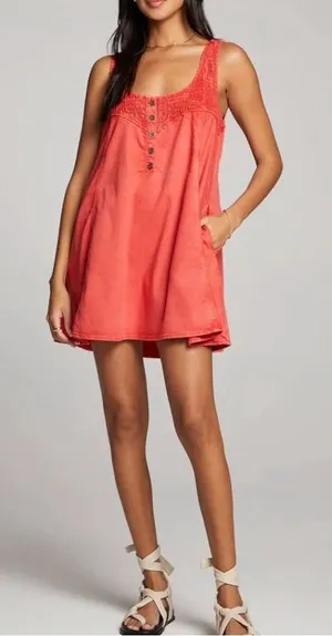 Saltwater‎ Luxe Women's Boho Poppy Red Smocked Mini Dress SZ Medium NWT thumbnail 1
