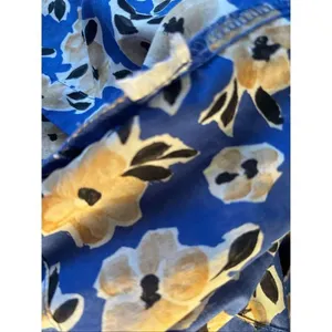 Ann Taylor Floral Square Neck Puff Sleeve Top Womens S Blue Tan Office Bohemian thumbnail 3