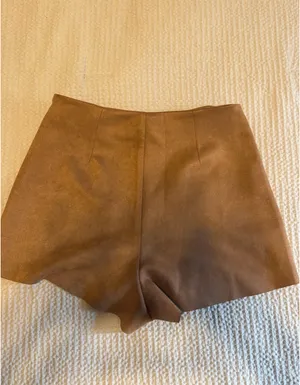 Camel Faux Suede Wrap Skort | Size S thumbnail 2