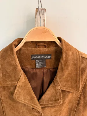 Tan 100% Leather Suede Jacket Vintage 90’s Y2K Size 10 / Medium Western EUC thumbnail 3