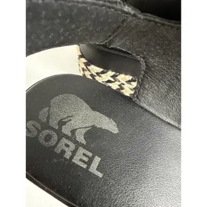 SOREL Cameron Flatform Sandals Women's 9 Black Leather Platform NL4012-010 thumbnail 2