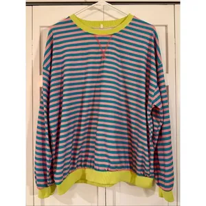 Amazon striped oversized crewneck sweater size M thumbnail 2