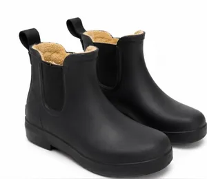 chooka Black Fleece-Lined Ankle Rain Booties thumbnail 1