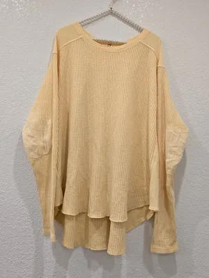 Free People One Blake Thermal In Butter Yellow XS Oversized thumbnail 1