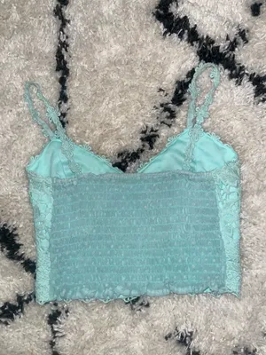 SHEIN Mint Green Crochet Lace Cami Crop Top Size M Y2K thumbnail 4