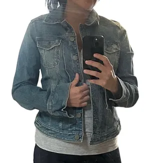 Eddie Bauer blue jeans denim cotton jacket long sleeve with pockets size small thumbnail 1