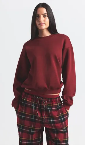 Skims Cotton Fleece classic Crewneck size large Merlot NWT thumbnail 1
