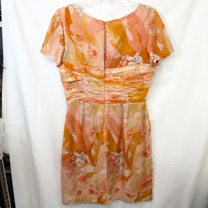 Talbots Size 12P Silk Dress Orange Ruched‎ Formal Spring Easter Church 1121 thumbnail 2